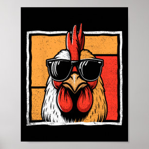 Poster Poulet Vintage Drôle Coq Agricole Poulet Faisceau