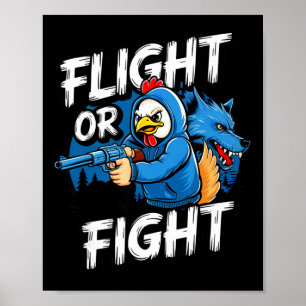 Poster Poulet voyou en colère Vol ou réaction de combat D