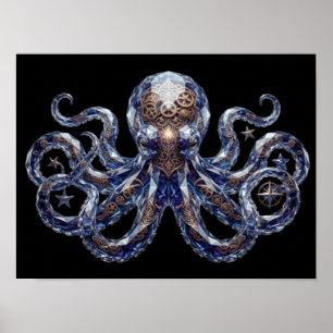 Poster Poulpe Steampunk Cristallin