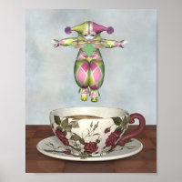 Poupée clown Pierrot Jumer dans une tasse de thé