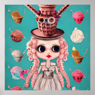 Poster Poupée de chapeau supérieure surréaliste Pop Ice C
