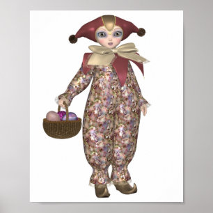 Poster Poupée de clown de Pierrot avec des oeufs de