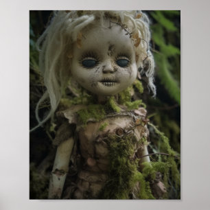 Poster Poupée Déplaisante d'horreur dans la forêt