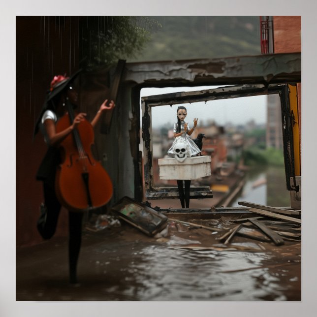 Poster Poupée du crâne Healing Basse Witchy AI Art Matte  (Devant)