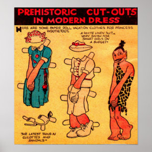 Poster Poupée en papier de bande dessinée des années 1930