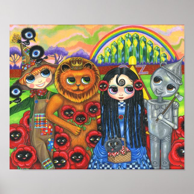 Poster Poupée Fille aux Grands Yeux & Amis Mignons (Devant)