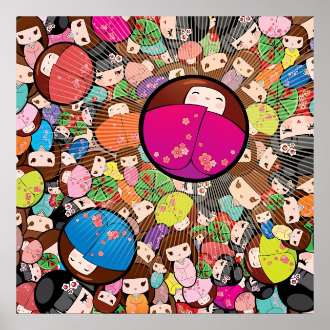 Poster Poupée japonaise Kokeshi - Imprimer (Devant)