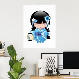 Poster Poupée Kokeshi d'Hiver - Geisha Fille de la Montag