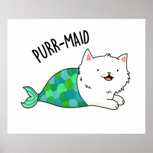 Poster Poupée Maid Funny Kitty Chat Sirène Pun