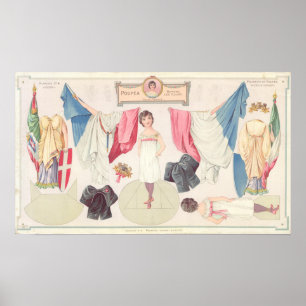 Poster Poupée papier vintage