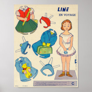 Poster Poupée papier vintage