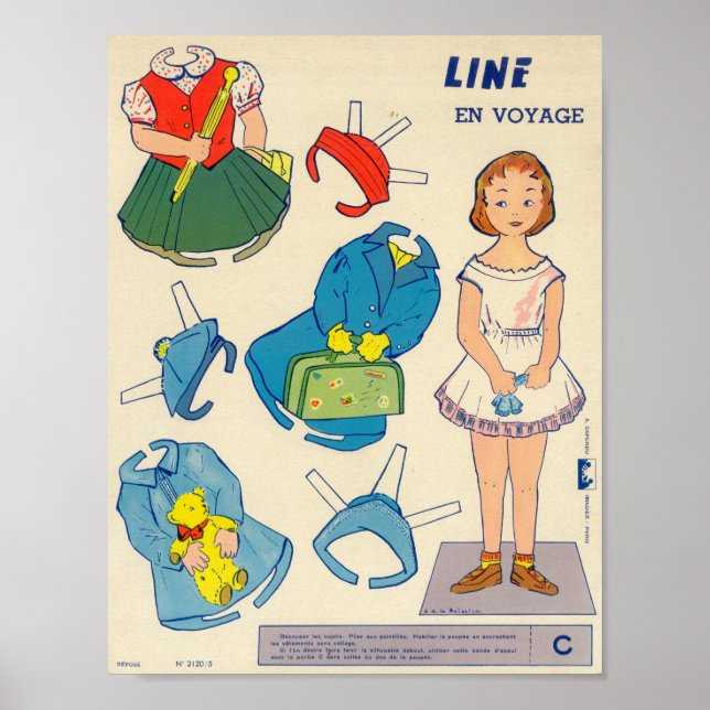Poster Poupée papier vintage (Devant)