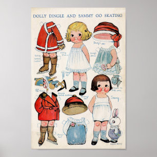 Poster Poupée papier vintage