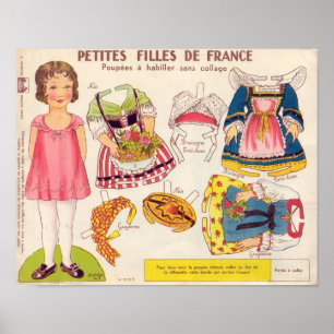 Poster Poupée papier vintage