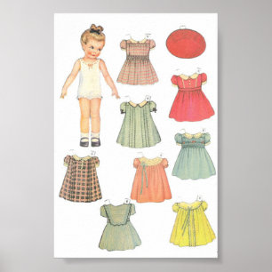 Poster Poupée papier vintage