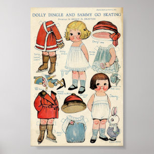 Poster Poupée papier vintage