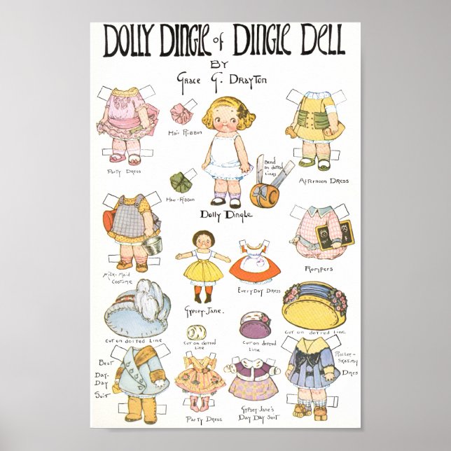 Poster Poupée papier vintage (Devant)