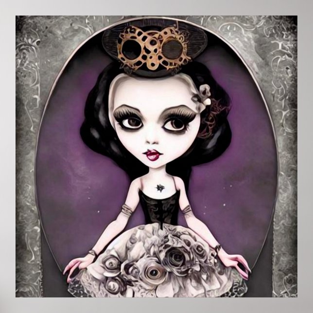 Poster Poupée princesse vintage Steampunk (Devant)