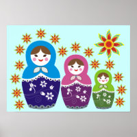 Poupée Russe Matryoshka Dans Les Tournesols Affich