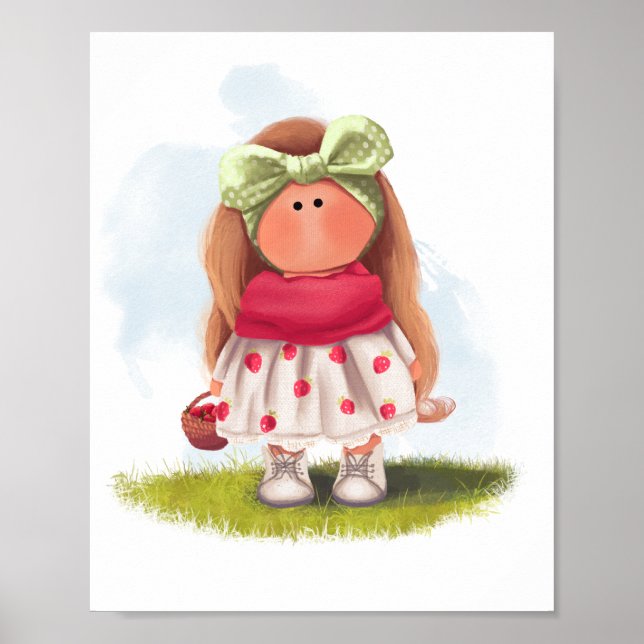 Poster Poupée Tilda à la fraise (Devant)