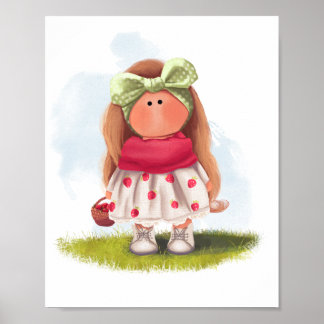 Poster Poupée Tilda fraise