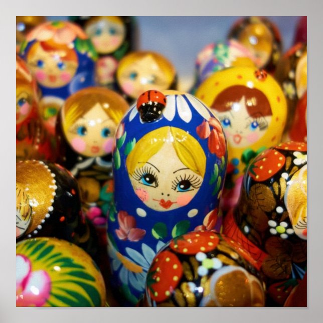 Poster Poupées de nidification russes (Devant)