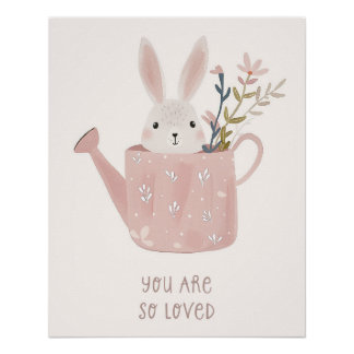 Poster Pouponnière à papier lapin, Mur d'art pour enfants