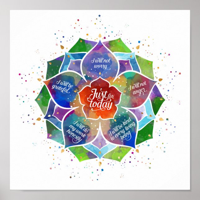 Poster Pour aujourd'hui Reiki Principes préceptes (Devant)