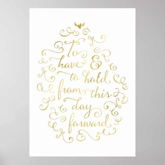 Poster Pour avoir et tenir des Vows Mariages Gold Calligr (Devant)