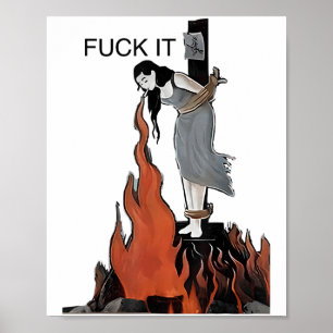 Poster Pour ça drôle - Sorcière brûle dans les flammes Fi