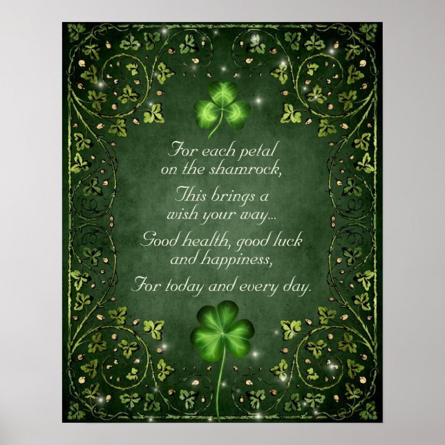 Poster Pour chaque pétale sur le Shamrock - Irlandais Dir (Devant)