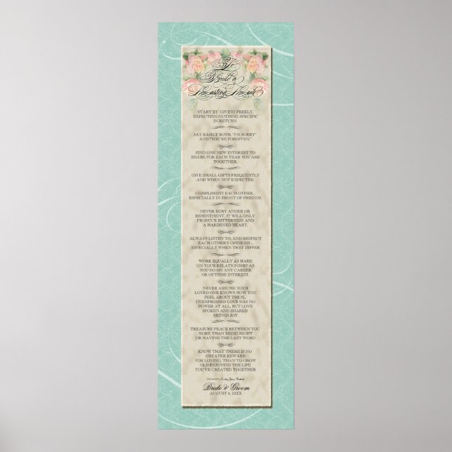 Poster Pour construire un amour durable - Aqua Damask Pea (Devant)