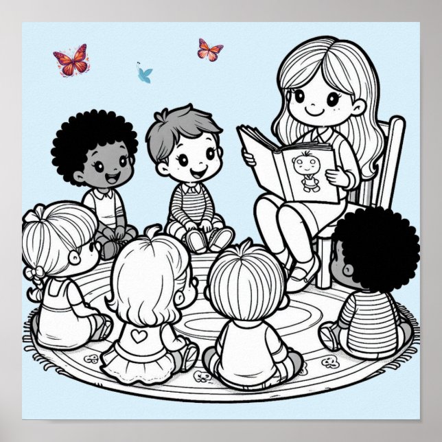 Poster pour enfants Cercle temps de lecture (Devant)