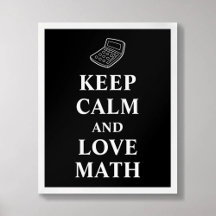 Poster pour garder le calme et l'amour mathématiqu