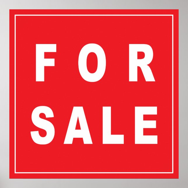 Poster POUR LA VENTE SIGNER blanc rouge (Devant)