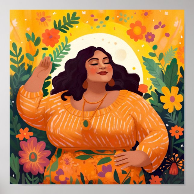 Poster Pour l'amour et la fleur, une femme debout dans so (Devant)