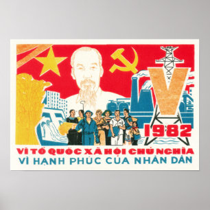 Poster Pour Le Bonheur Du Peuple ! Vieux-Vietnam 1982
