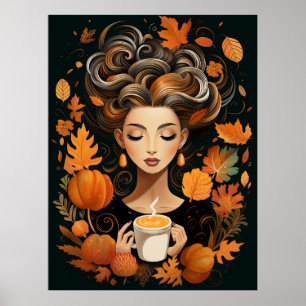 Poster pour les amateurs d'automne et de café