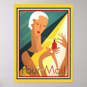 Poster Pour Moi French Deco Parfum Ad 12 x 16
