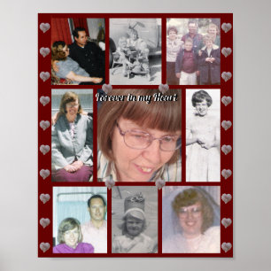 Poster Pour toujours dans mon coeur Photo Collage Coeurs 