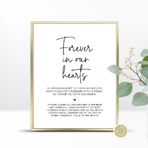 Poster Pour toujours dans nos coeurs, table commémorative