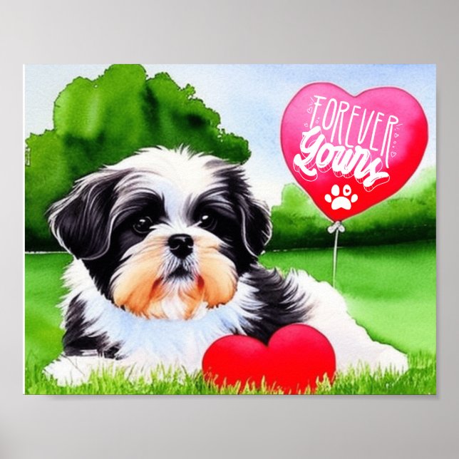 Poster Pour toujours ton Shih Tzu Aquarelle (Devant)