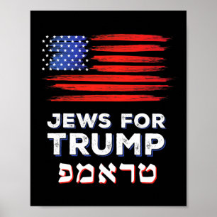 Poster Pour Trump 2024 Israel Usa Hébreu Election Jewish