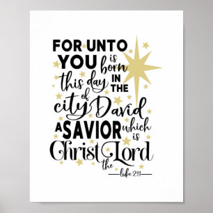 Poster Pour vous est né ce jour Noir Noir de Noël