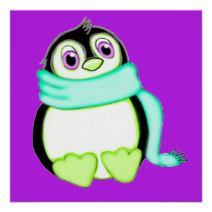 Poster pourpre Perky Penguin
