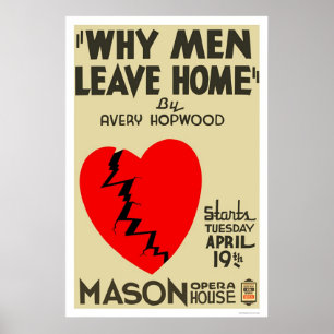 Poster Pourquoi les hommes quittent la maison 1938 WPA