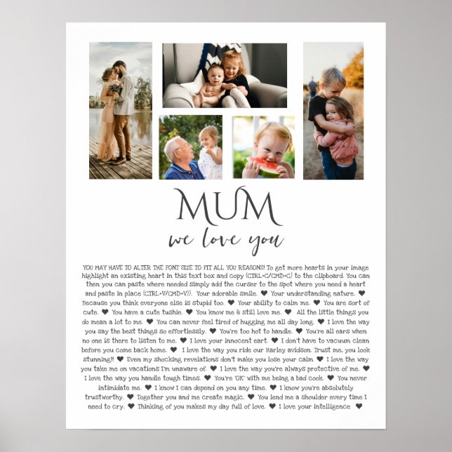 Poster Pourquoi nous vous aimons Maman | Collage photo pe (Devant)