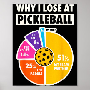Poster Pourquoi perdre au pickleball blague paddleball jo