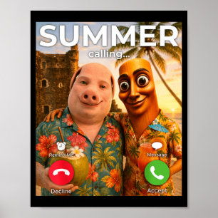 Poster Pourriture cérébrale john pork drôle vacances d'ét