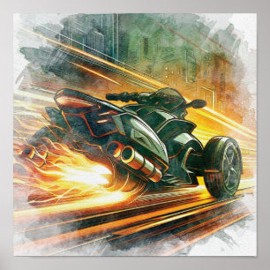 Poster Poursuite de moto Can-Am à grande vitesse dans la 